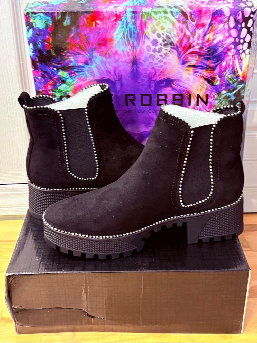 Cape Robbin Black Studded Chelsea Lug Booties